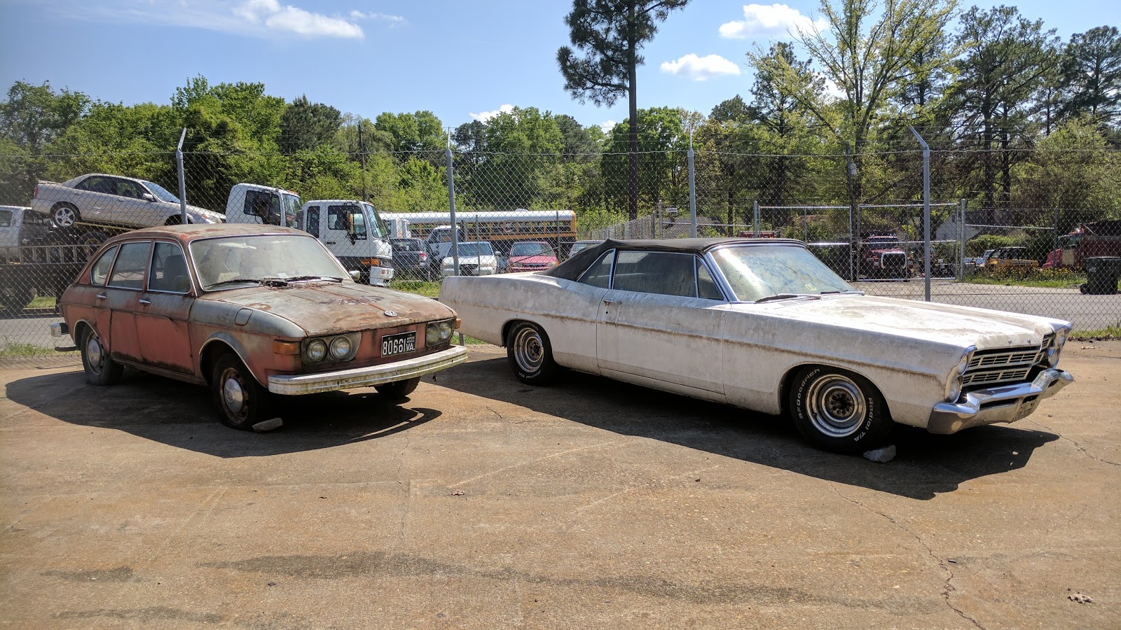 crusty old volkswagen and ford galaxie