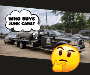 Who buys junk cars? Roscoe's rollback wrecker loaded with junk cars towing them away.